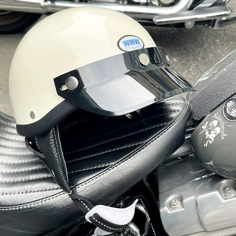  ショーティタイプ ヴィンテージスタイルヘルメット アイボリー Mサイズのイメージ画像 