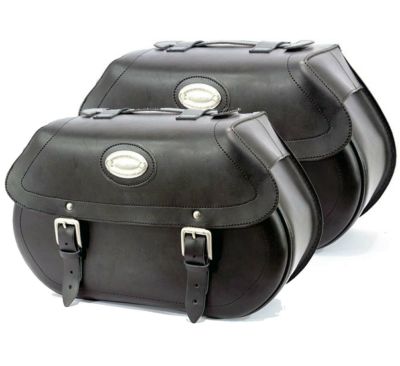 LONGRIDE クリックオン・レザーサドルバッグ 23L 左右セット (ブラック)