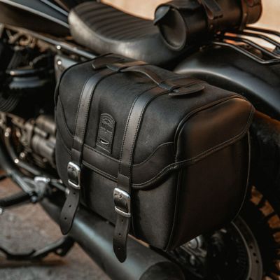 LONGRIDE ワックスコットンキャンバス デタッチャブル・レトロサドルバッグ 14L (ブラック)