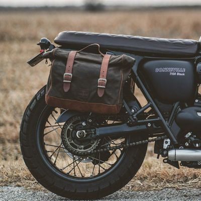 LONGRIDE ワックスコットンキャンバス ユニバーサル・OLD CHOPPERサドルバッグ (カーキ)