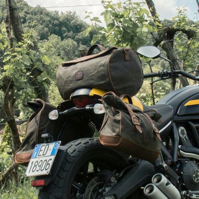 LONGRIDE ワックスコットンキャンバス ナロー・ロールバッグ (カーキ)