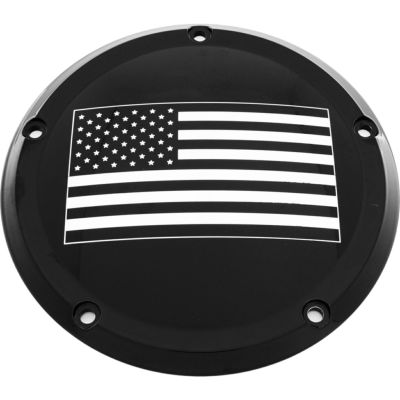 CUSTOM ENGRAVING アメリカンフラッグ ダービーカバー (ブラック) 【2016以降 ツーリング、トライク】