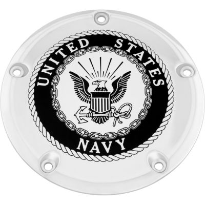 CUSTOM ENGRAVING NAVY ダービーカバー (クローム) 【2016以降 ツーリング、トライク】