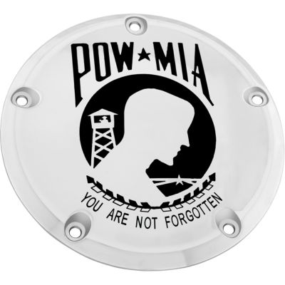CUSTOM ENGRAVING POW・MIA ダービーカバー (クローム) 【2016以降 ツーリング、トライク】