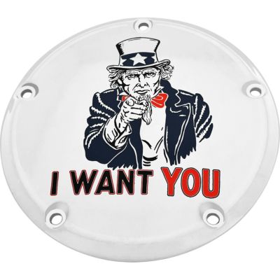 CUSTOM ENGRAVING UNCLE SAM ダービーカバー (クローム) 【2016以降 ツーリング、トライク】