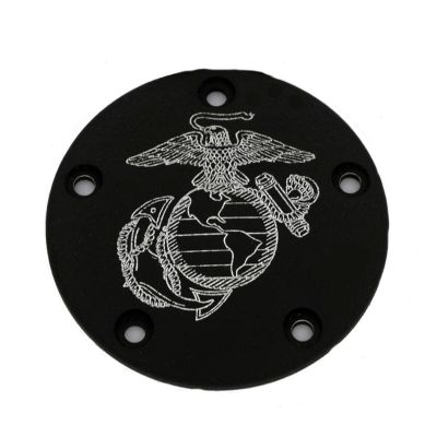 CUSTOM ENGRAVING MARINE EGA タイマーカバー (ブラック) 【TC ツーリング、ダイナ、ソフテイル、トライク】