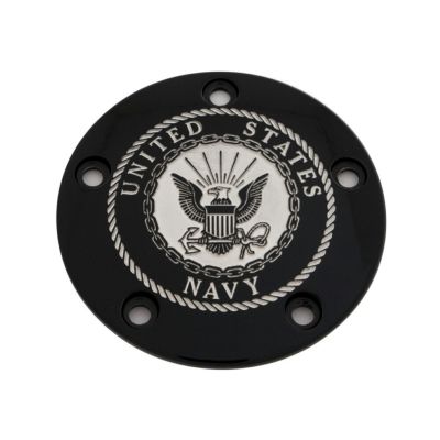 CUSTOM ENGRAVING NAVY タイマーカバー (ブラック) 【TC ツーリング、ダイナ、ソフテイル、トライク】