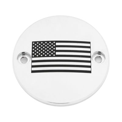 CUSTOM ENGRAVING アメリカンフラッグ タイマーカバー (クローム) 【M8 ツーリング、ソフテイル、トライク】