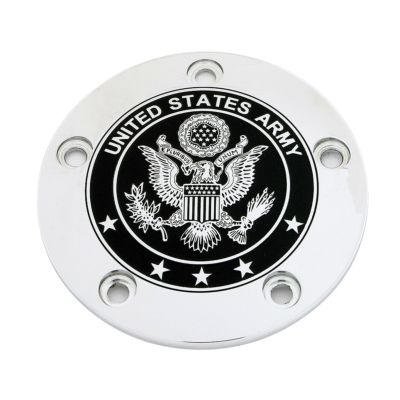 CUSTOM ENGRAVING ARMY タイマーカバー (クローム) 【TC ツーリング、ダイナ、ソフテイル、トライク】
