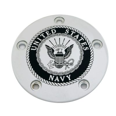 CUSTOM ENGRAVING NAVY タイマーカバー (クローム) 【TC ツーリング、ダイナ、ソフテイル、トライク】