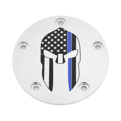 CUSTOM ENGRAVING SPARTAブルーライン タイマーカバー (クローム) 【TC ツーリング、ダイナ、ソフテイル、トライク】