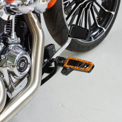 NOYS ヒールレスト付ライダーフットペグ (オレンジ) 【M8ソフテイル、スポーツスターS、ナイトスター】