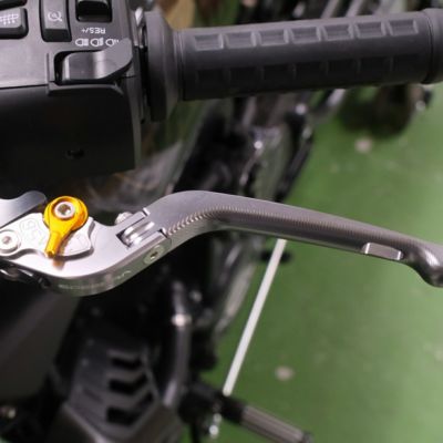 SPEEDRA スポーツスターS、ナイトスター、パンアメリカ用 可倒式・アジャスタブルレバーセット (チタン/ゴールド)