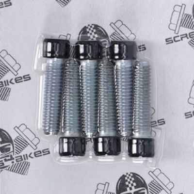 M8 ソフテイル フロントフォークブラケットボルトセット (グロスブラック) Screws4Bikes