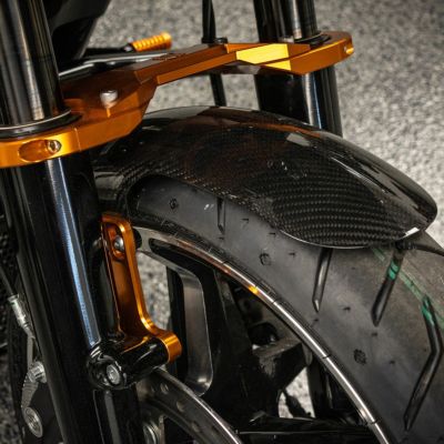 カーボンファイバー・ショートフロントフェンダー (綾織パターン) 2023以降 CVOロードグライド/ST、CVOストリートグライド、2024以降 ロードグライド、ストリートグライド