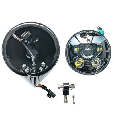 M8 ストリートボブ、スタンダード、ローライダー 5.75インチLEDヘッドライト・コンプリートコンバージョンキット (ブラック) OG