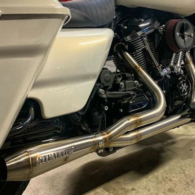 M8ツーリング 2-1フルエキゾーストマフラー リバースコーンタイプ (ステンレス) Stealth Pipes