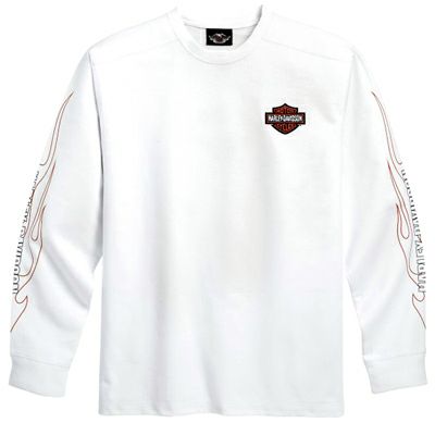 Men's Long-Sleeve T-Shirt with Flame Graphics  (フレイム柄ロングスリーブＴシャツ)　ホワイト-01