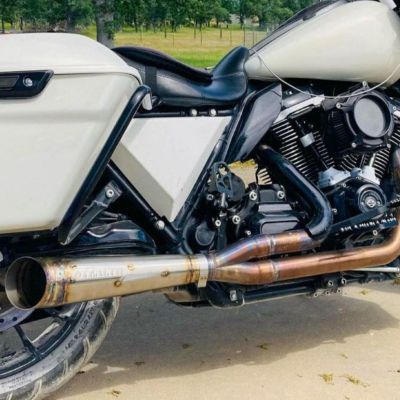M8ツーリング 2-1フルエキゾーストマフラー ターンアウトタイプ (ステンレス) Stealth Pipes