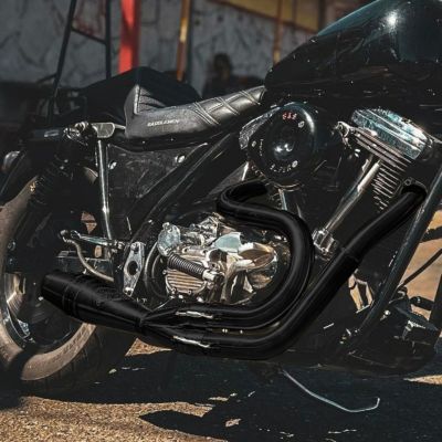 FXR ビッグインチ ショーティー・2in1フルエキゾーストマフラー (ブラック) SAWICKI