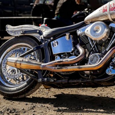 2017以前 ソフテイル ショーティー・2in1フルエキゾーストマフラー (ステンレスブラシ仕上げ) SAWICKI