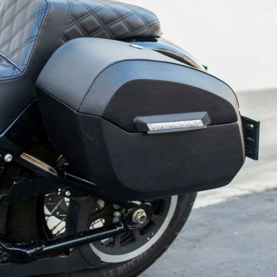 M8 ストリートボブ、スタンダード Darkin 32L クイックマウント・ラージサドルバッグ (レザーラップ) Viking Bags