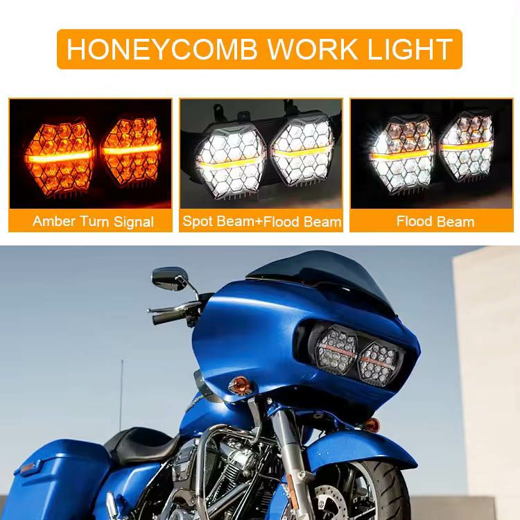 2015以降FLTRモデル HanyComb LEDヘッドライト ウインカー機能付き ブラック 2