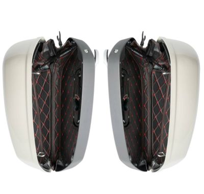 M8 ローライダーST、エルディアブロ、スポーツグライド用 サドルバッグライナー (ブラック/カラーステッチ) Hog Workz