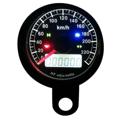 【セール】48mm アジャスタブルスピードメーター ブラック 黒盤 白光