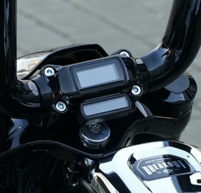 M8 ストリートボブ、ブレイクアウト、スタンダード Atlas ファットハンドルバー用 デジタルメーターマウント付ライザー (グロスブラック) Thunderbike