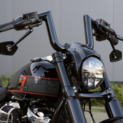 ソフテイル Atlas ファットハンドルバー 25cm 油圧クラッチ用 (グロスブラック) Thunderbike