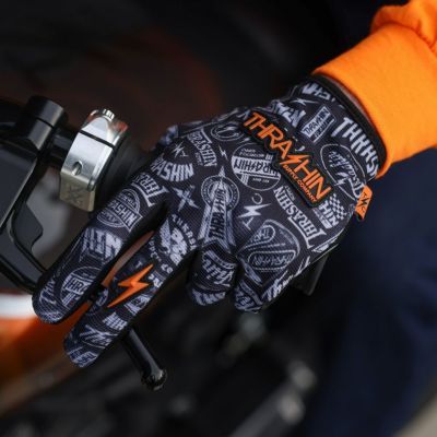 スラッシンサプライ(THRASHIN SUPPLY) ステルスグローブ ロゴ グレー/オレンジ