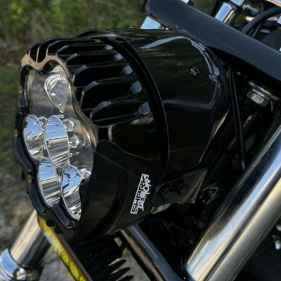 ダイナ、ソフテイル、スポーツスター、FXR Shark Demon 2 LEDヘッドライト Custom Dynamics
