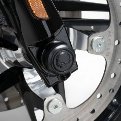 2024以降 ロードグライド、ストリートグライド ウィリーG スカル・フロントアクスルナットカバー (グロスブラック)