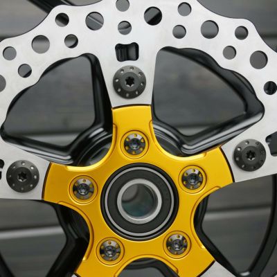 ツーリング、ソフテイル、ダイナ、スポーツスター チタニウム・フロントブレーキローターボルト (ブラック) Arlen Ness