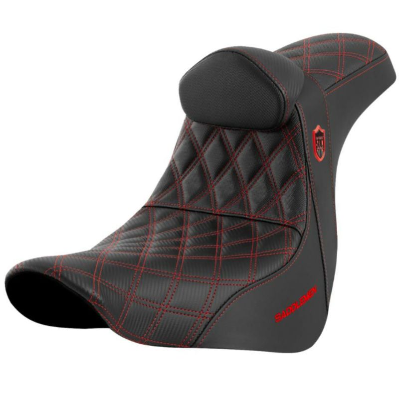 M8 ローライダー/S/ST、スポーツグライド SDC パフォーマンス・グリッパーシート バックレスト付 (レッドLSステッチ) Saddlemen