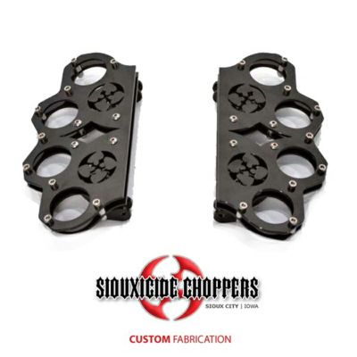 ツーリング、FLソフテイル ブラスナックル・フットボード (グロスブラック) Siouxicide Choppers