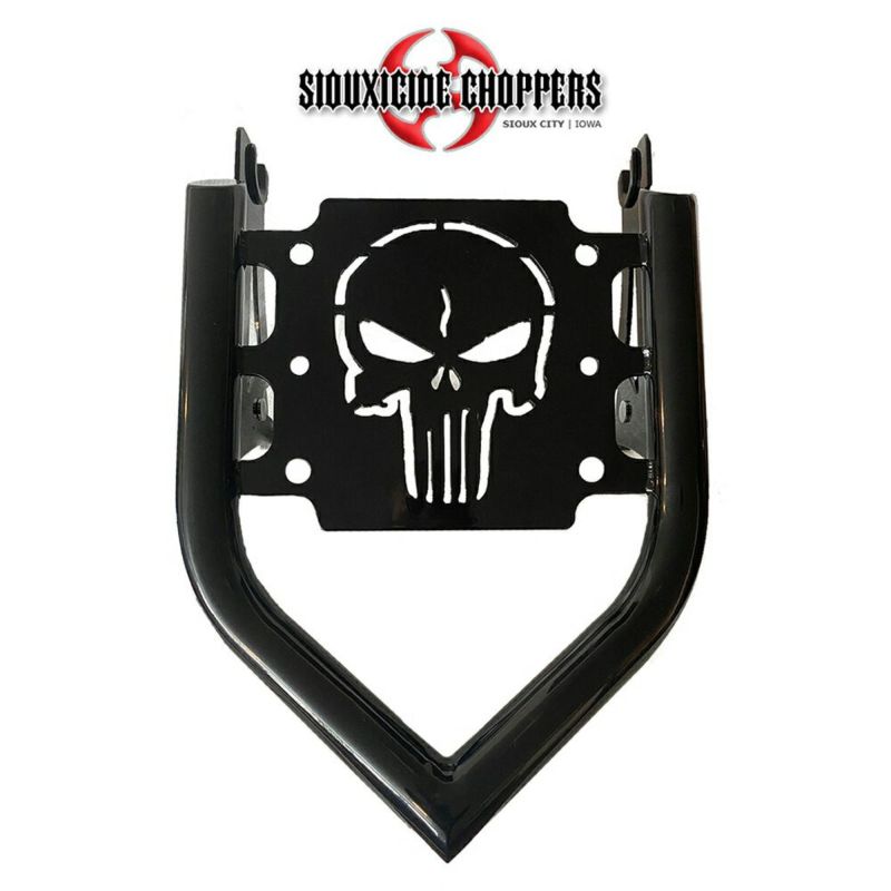 M8 ローライダー/S/ST、スポーツグライド エクスカリバーバックレスト用ラゲッジラック PUNISHER (ブラック) Siouxicide Choppers1