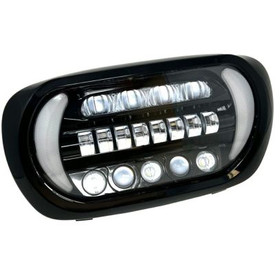 1999～2013 ロードグライド Sharktooth ターンシグナル付LEDヘッドライト (ブラック/クローム) Letric Lighting