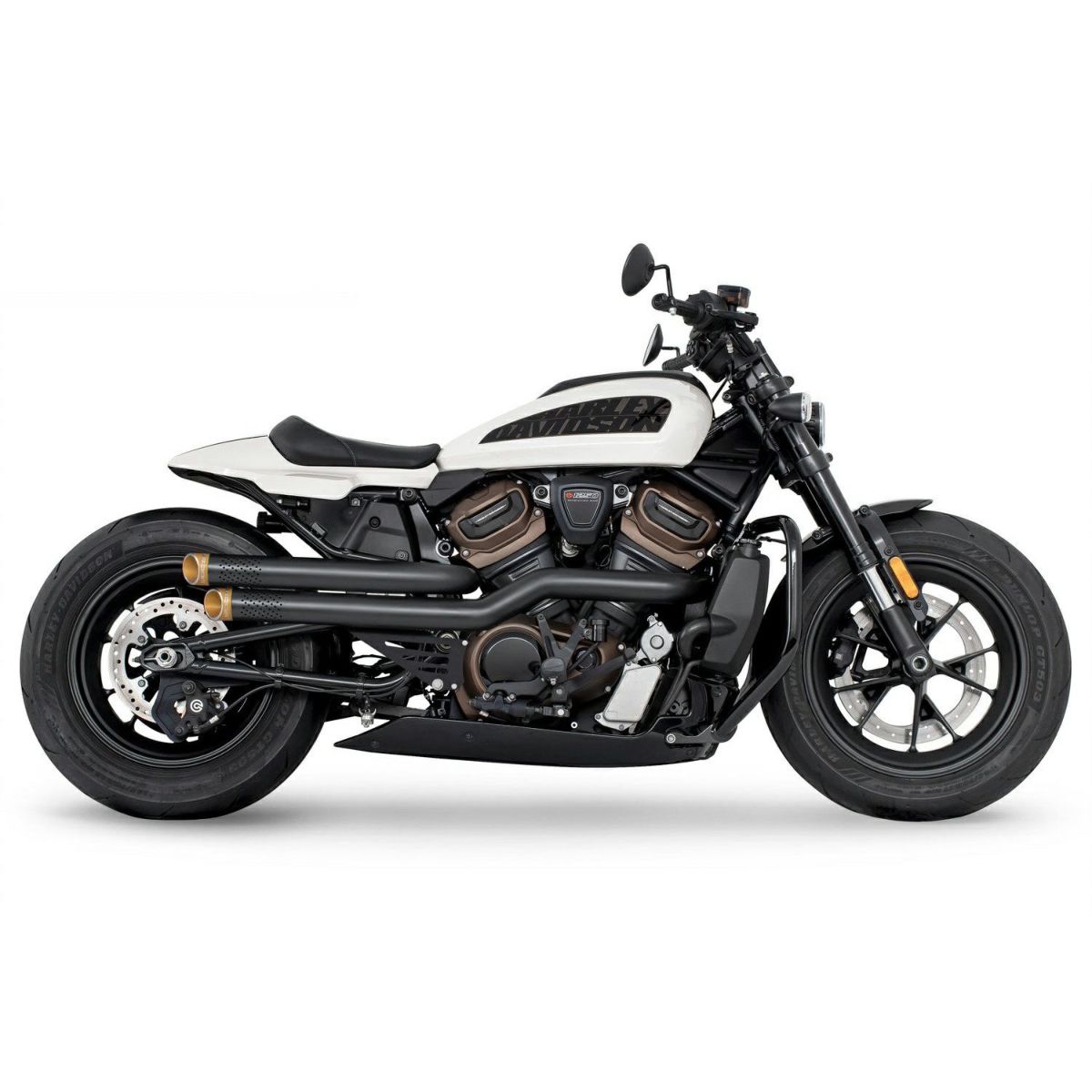 スポーツスターS インディペンデンス 2-2 ハイマウント フルエキゾーストマフラー (ブラック/ゴールドスラッシュ) フリーダムパフォーマンス3