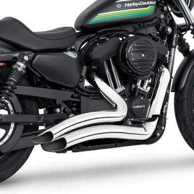 ハーレー スポーツスター フルエキゾーストマフラー SHARP CURVE RADIUS SCALLOP CUT クローム フリーダム パフォーマンス