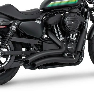 ハーレー スポーツスター フルエキゾーストマフラー SHARP CURVE RADIUS SCALLOP CUT ブラック フリーダム パフォーマンス