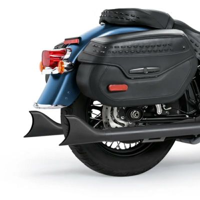 ハーレー M8 ソフテイル フルエキゾーストマフラー TUCK & UNDER TRUE-DUAL シャークテール 33インチ ブラック フリーダム パフォーマンス