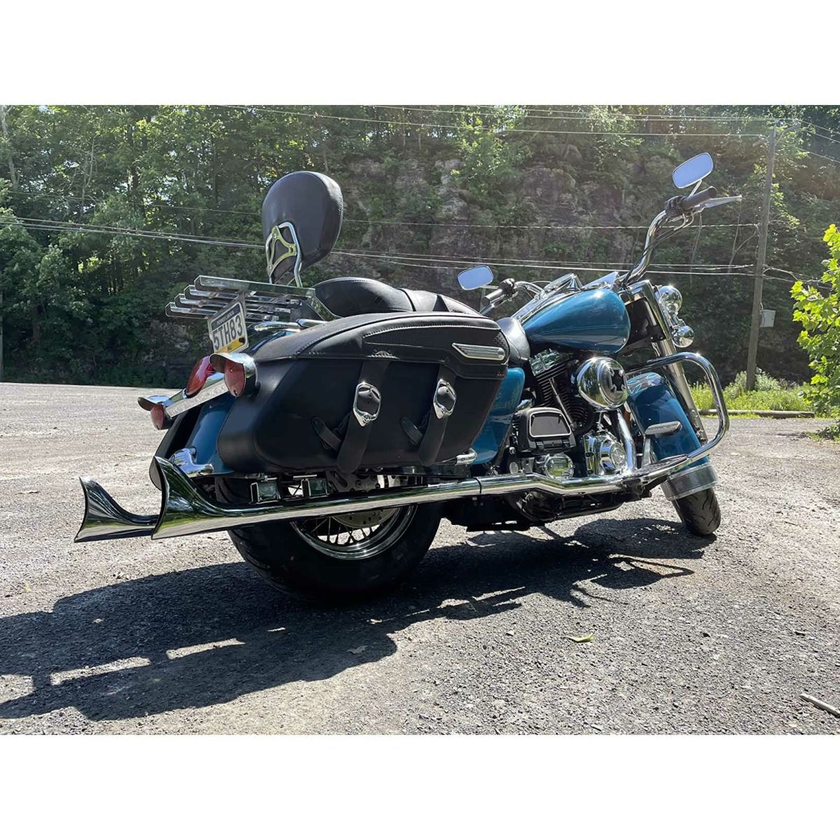 1995～2016 ツーリング フィッシュテール 36インチ スリップオンマフラー (クローム) シャークロード1