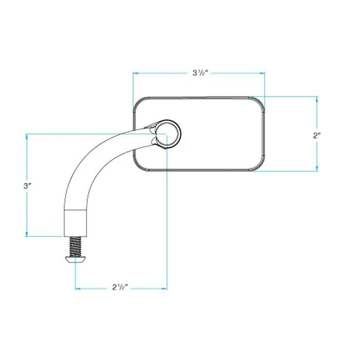 ハーレー スクエアミラー 左右共通 (クローム) ビルトウェル3