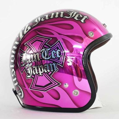 逸品モノシリーズ New Cross ジェットヘルメット メッキベース ピンク 72JAM