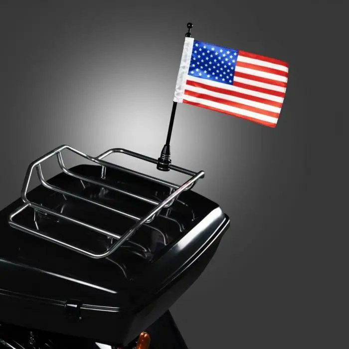 ホグワークズ ハーレー ラゲッジラック用 USAフラッグ/ポールセット (ブラック)1