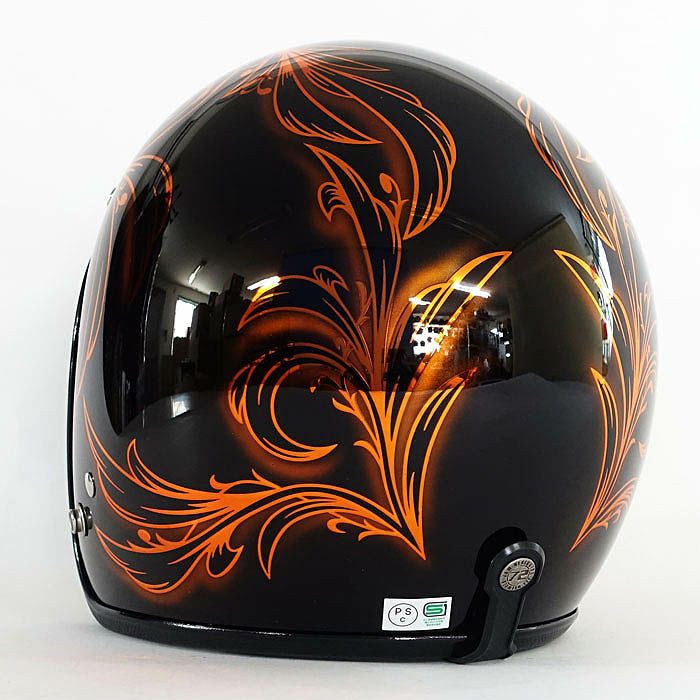 逸品モノシリーズ リーフブラック ジェットヘルメット シャドーオレンジ 72JAM 5