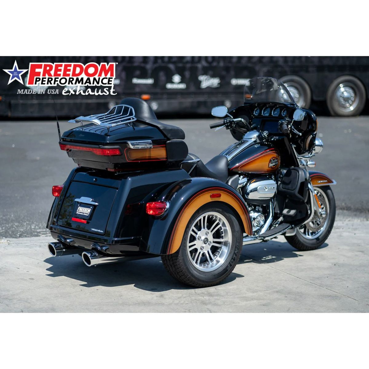 M8 トライク トゥルーデュアルエキゾーストパイプ (クローム) フリーダムパフォーマンス3