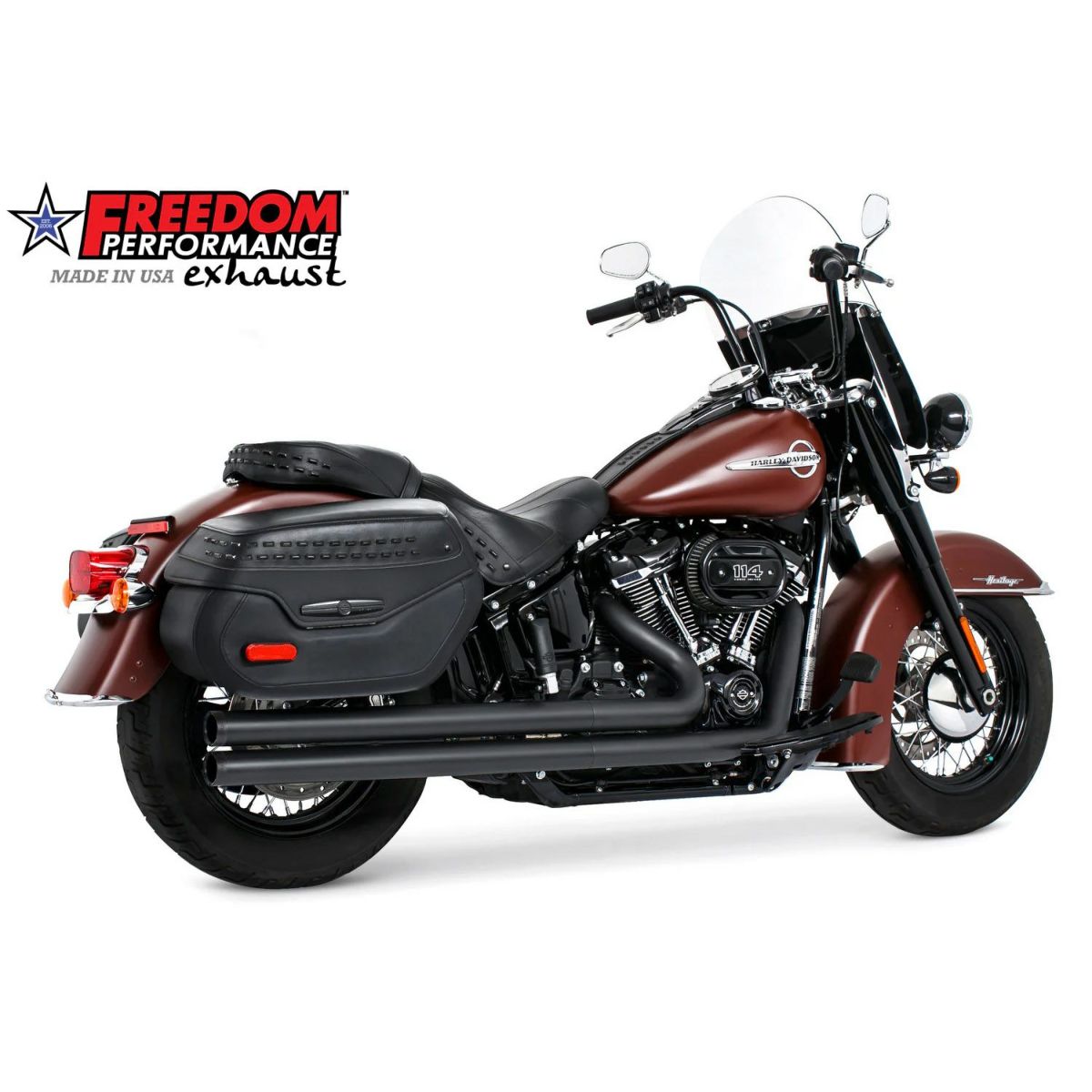 M8ソフテイル インディペンデンスロング フルエキゾーストマフラー ストレートエンド (ブラック) フリーダムパフォーマンス1